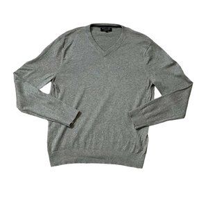 Banana Republic Silk Cashmere Blend V-Neck Sweater Gray Men's L